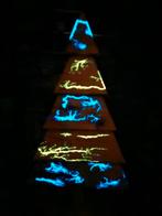 Bliksem- glow in the dark-(kerst)boom-handgemaakte houtkunst, Ophalen of Verzenden