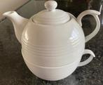 Tea for one setje wit, 1x gebruikt., Overige typen, Ophalen of Verzenden, Zo goed als nieuw, Effen