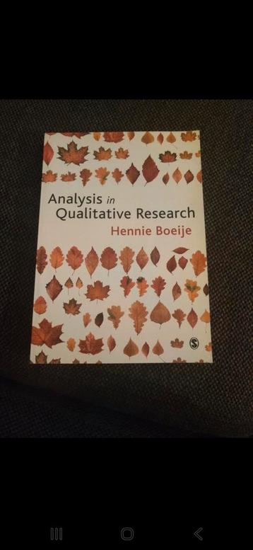Analysis in Qualitative Research - Hennie Boeije beschikbaar voor biedingen