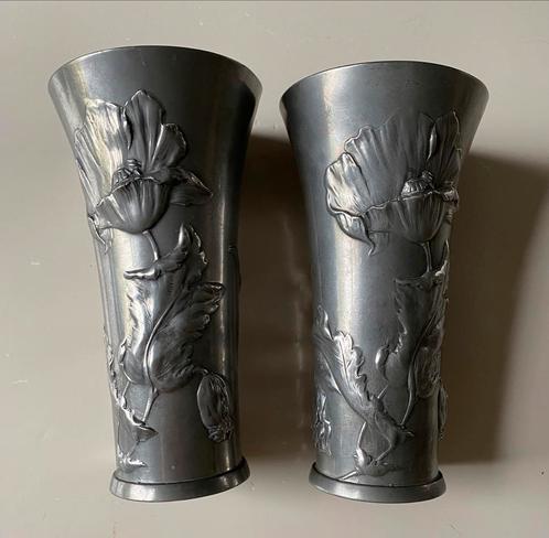 Twee unieke Art deco vazen/kandelaars Kayserzinn (tin), Antiek en Kunst, Antiek | Tin, Ophalen of Verzenden