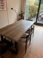 Eiken eettafel 90x190 met U-poten, Gebruikt, Eikenhout, 150 tot 200 cm, Vier personen