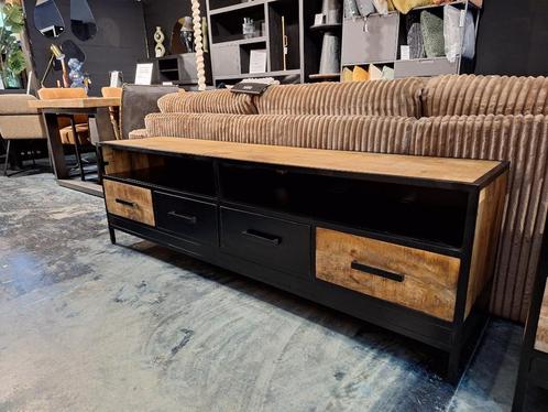 TV Dressoir Kirby 180 cm Mangohout/Metaal, Huis en Inrichting, Kasten | Televisiemeubels, Nieuw, Minder dan 100 cm, 150 tot 200 cm