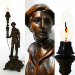 Een unieke antieke tafellamp met mijnwerker mijnen lamp, Ophalen of Verzenden