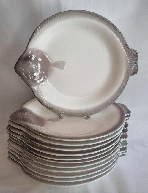 Antiek 11x Vis bord vis servies Waechtersbach 1908 Albin Mül, Antiek en Kunst, Antiek | Servies los, Verzenden