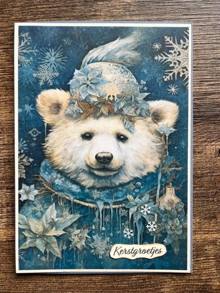 Dubbele kerstkaart ‘kerstbeer’ om zelf af te maken, Hobby en Vrije tijd, Kaarten | Zelf maken, Nieuw, Kerst, Ophalen of Verzenden