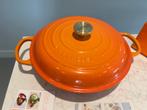 Nieuwe Le Creuset Campagnard Flamme Dore 30 cm in de doos, Gietijzer, Nieuw, Ophalen of Verzenden, Keramische plaat