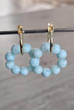 Gold plated oorbellen Larimar, Hangers, Blauw, Nieuw, Ophalen of Verzenden