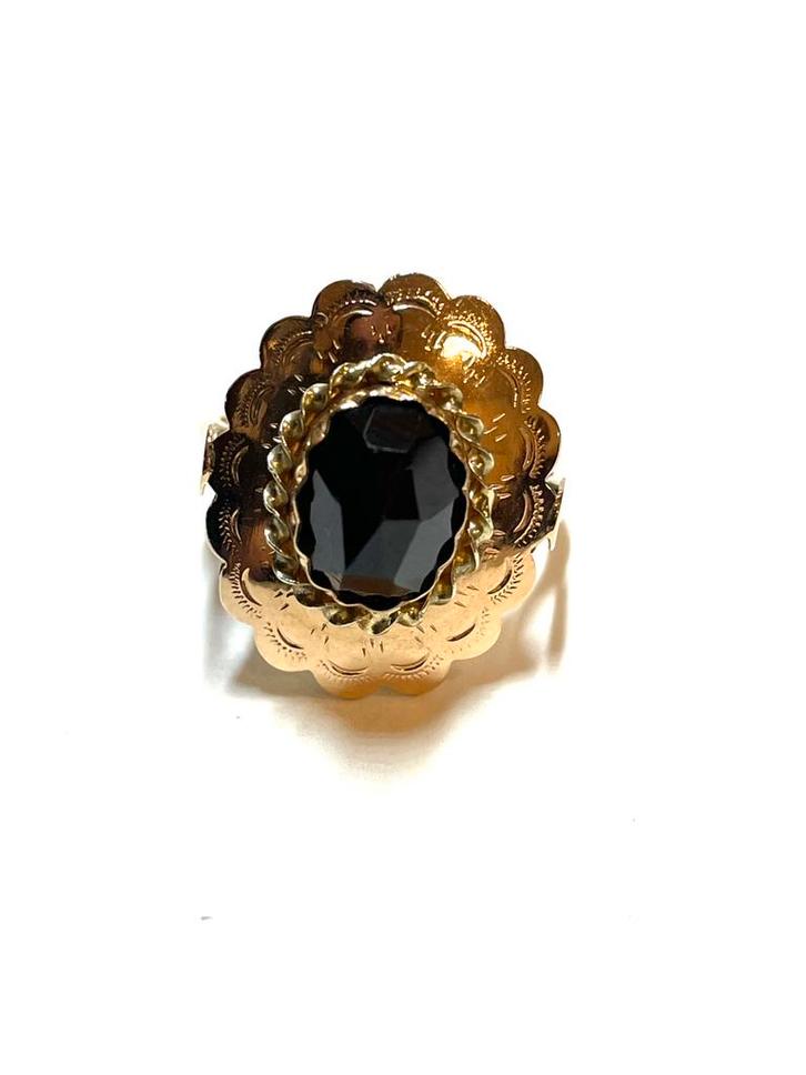 14k gouden ring met een granaatsteen, Sieraden, Tassen en Uiterlijk, Ringen, Zo goed als nieuw, Dame, 17 tot 18, Goud, Goud, Met edelsteen