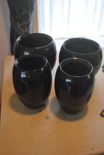 Potten, zwart, decoratie, 4 stuks, Mica Decorations, Ophalen of Verzenden, Gebruikt