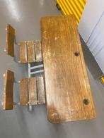 Oud schoolbankje met 2 stoelen, Ophalen, Gebruikt