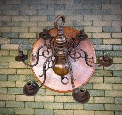 3x Vintage Bronzen lampen: Kroonluchter, Tafel- en Wandlamp, Huis en Inrichting, Lampen | Tafellampen, Zo goed als nieuw, Minder dan 50 cm