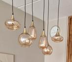 Hanglamp amberglas 6lichts zgan, Ophalen, Zo goed als nieuw, Minder dan 50 cm