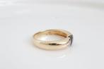 18 Karaat Gouden Saffier Ring Met Diamanten, Ophalen of Verzenden, Zo goed als nieuw, 17 tot 18, Met edelsteen