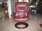 Lederen Relax Fauteuil / Bordeaux rood / Verstelbaar, Ophalen, Gebruikt, Minder dan 75 cm, Leer