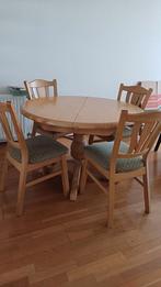 Massief licht eiken eettafel met 4 stoelen in prima staat, Huis en Inrichting, Ophalen, Gebruikt, 100 tot 150 cm, 50 tot 100 cm