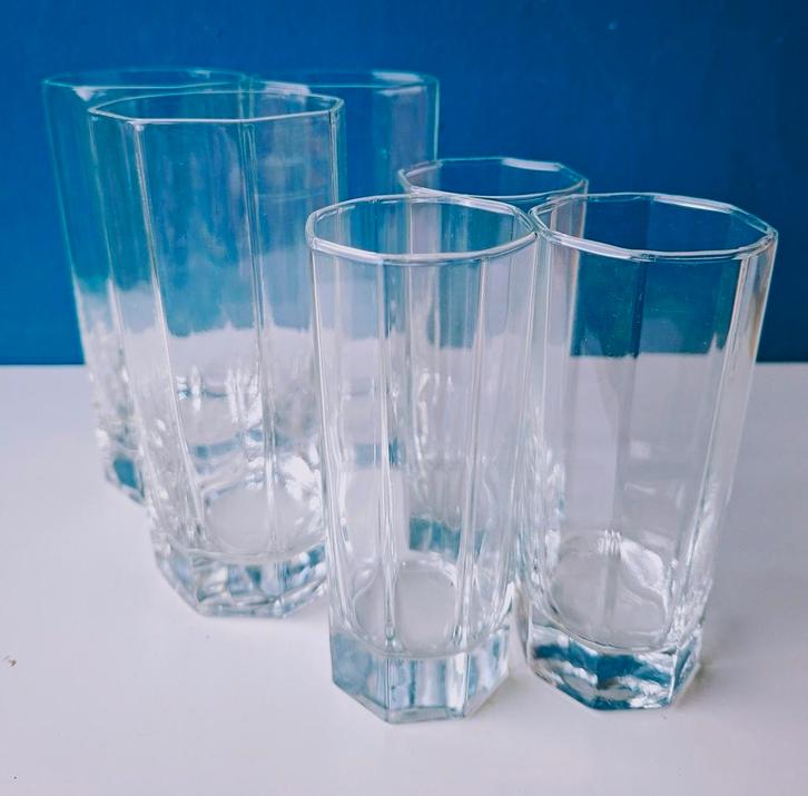 Luminarc Octimeglazen/8-kantig/longdrink & port/likeur, Huis en Inrichting, Keuken | Servies, Gebruikt, Glas of Glazen, Overige stijlen