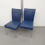 Set 2x Bert Plantagie stoelen eetkamerstoel blauw leder