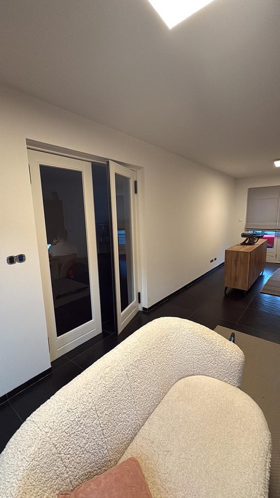 Dubbele binnendeur, Doe-het-zelf en Verbouw, Deuren en Horren, Gebruikt, Binnendeur, 200 tot 215 cm, Minder dan 80 cm, Glas, Hout