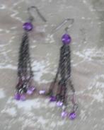 oorbellen met paarse karaaltjes, Overige materialen, Paars, Ophalen of Verzenden, Hangers