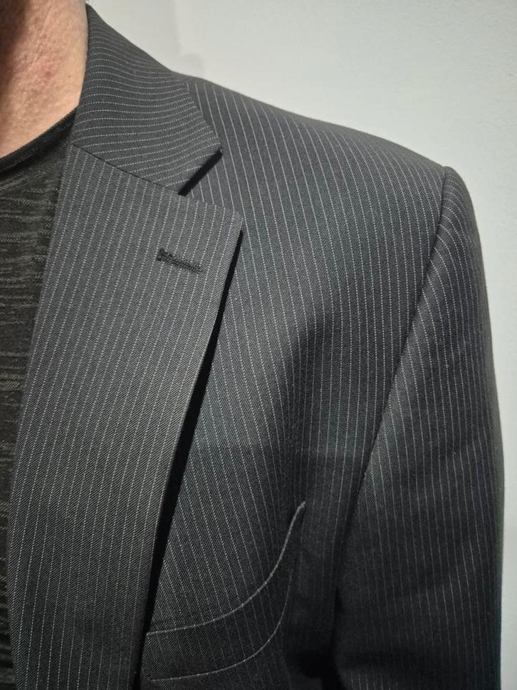 Heren kostuum krijtstreep, Kleding | Heren, Kostuums en Colberts, Zo goed als nieuw, Zwart, Ophalen of Verzenden