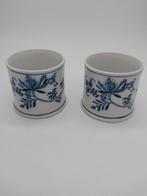 2 potjes/bekers Blue Danabu Japan blauw/wit, Antiek en Kunst, Ophalen of Verzenden