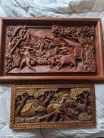 Indonesische houtsnijwerk (groot)(zwaar) teakhout, Antiek en Kunst, Ophalen of Verzenden