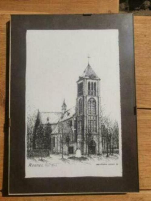 Litho kerk Reusel Miep van Tilburg gesigneerd en genummerd 2, Antiek en Kunst, Kunst | Litho's en Zeefdrukken, Ophalen