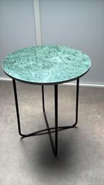Marmeren bijzet tafeltje, Huis en Inrichting, Tafels | Bijzettafels, Overige materialen, Minder dan 55 cm, Gebruikt, Rond