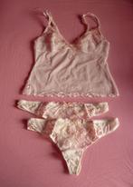 Ecru gebroken wit lingerie setje top met 2 strings Maat 36, Ophalen of Verzenden, Setje