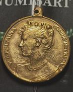 Draagpenning 1898 verguld brons Wilhelmina., Ophalen of Verzenden, Koningin Wilhelmina, Overige waardes
