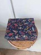 Vintage Brocante 👌Sieradendoosje van stof en met Print, Ophalen