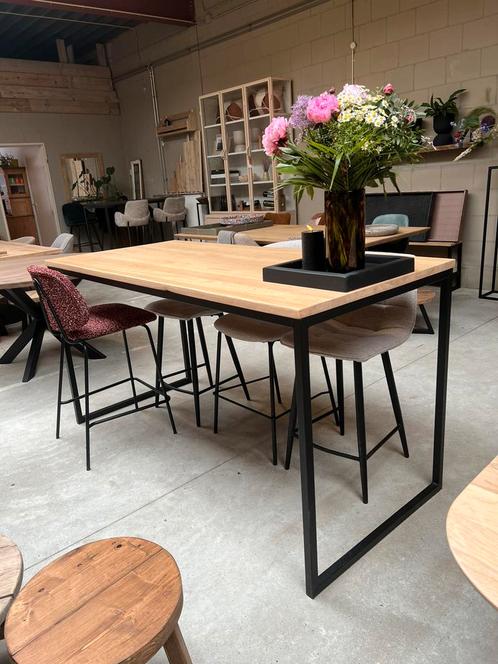 bartafel keukentafel hoogte 94cm eiken massief stalen frame, Huis en Inrichting, Tafels | Statafels, Nieuw, Ophalen of Verzenden