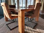 Robuuste Eikenhouten Tafel, Ophalen of Verzenden, Gebruikt, Landelijk, 4 tot 6 stoelen
