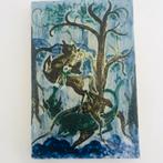 Uniek Russel Tiglia Tegelen “Sint Joris en de Draak” 1950, Antiek en Kunst, Antiek | Keramiek en Aardewerk, Ophalen of Verzenden
