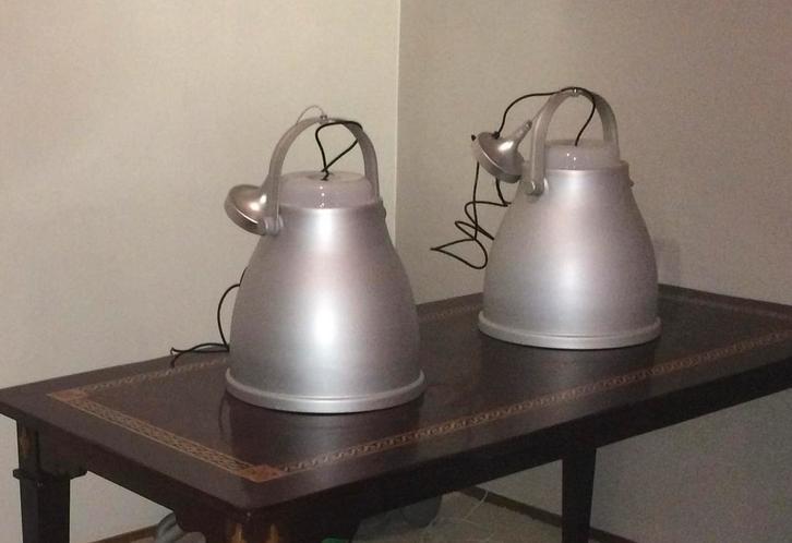 2 Brioschi Italiaanse designlampen, Huis en Inrichting, Lampen | Hanglampen, Gebruikt, 50 tot 75 cm, Metaal, Ophalen of Verzenden