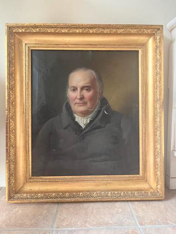 Antiek schilderij olieverf op doek portret ca 1850 77,3x86 beschikbaar voor biedingen