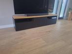 Ikea BESTA tv-meubel zwartbruin met eikenfineer blad, Huis en Inrichting, Kasten | Televisiemeubels, Ophalen, 150 tot 200 cm, Zo goed als nieuw