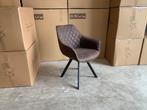 Nieuwe eetkamerstoelen Paggy Stof Bruin op = op!, Bruin, Nieuw, Ophalen of Verzenden, Metaal