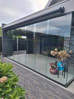 Glazen schuifwand met hoek., Ophalen, 225 cm of meer, Aluminium, Zo goed als nieuw