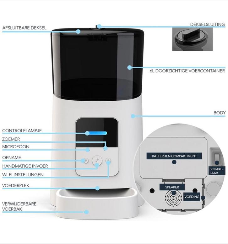 AANGEBODEN: Achaté Automatische Voerbak Kat & Hond - 6L-, Dieren en Toebehoren, Hondenvoerbakken en Drinkbakken, Nieuw, Ophalen of Verzenden