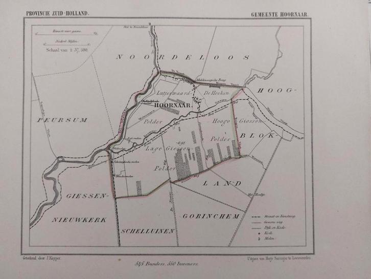 76 / Litho uit 1866 door J. Kuyper van Hoornaar ZH, Antiek en Kunst, Kunst | Litho's en Zeefdrukken, Ophalen of Verzenden