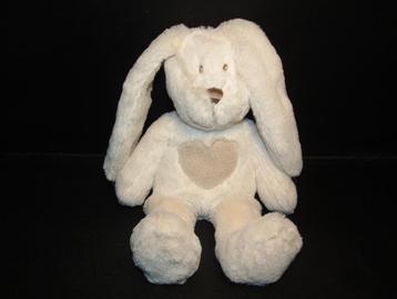 TEDDYKOMPANIET KONIJN TEDDY CREAM PLUCHE WIT MET MET GRIJZE  beschikbaar voor biedingen