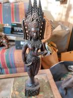 Houten Boeddha beeld met hoofdtooi, Ophalen of Verzenden