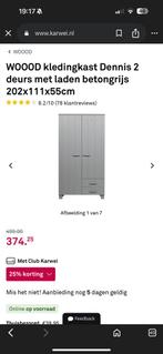Woood kledingkast Dennis betongrijs, Huis en Inrichting, Kasten | Kledingkasten, Ophalen, 100 tot 150 cm, 200 cm of meer, Zo goed als nieuw