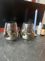 Set van 2 zilverkleurige polspotten kaarshouders, Ophalen, Zo goed als nieuw, Zwart