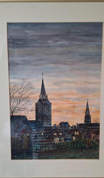 Aquarel Grote Kerk Winterswijk beschikbaar voor biedingen
