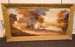 Gesigneerd oud olieverf schilderij landschap met bomen ; de, Antiek en Kunst, Ophalen of Verzenden