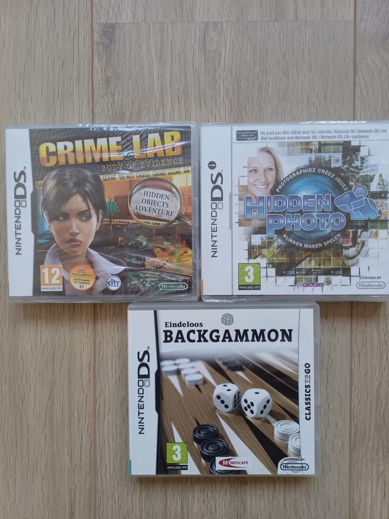 Nintendo DS Games - Crime Lab, Hidden Photo, Backgammon, Spelcomputers en Games, Games | Nintendo DS, Puzzel en Educatief, 1 speler