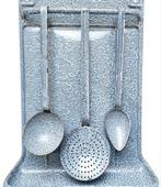 Oud Grijsgewolkt Emaille Lepelrek Keukenemaille met lepels, Antiek en Kunst, Antiek | Emaille, Verzenden