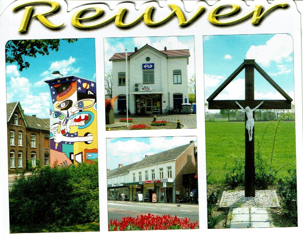 Ansichtkaart Reuver, 4-luik, station, Verzamelen, Ansichtkaarten | Nederland, Ophalen of Verzenden, 1980 tot heden, Ongelopen